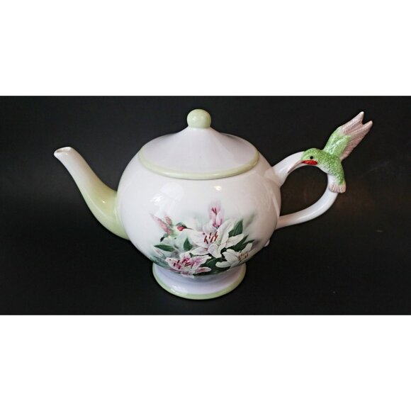 Vintage Teleflora Hummingbirds and Lilies by Lena Liu Teapot - Picture 1 of 8